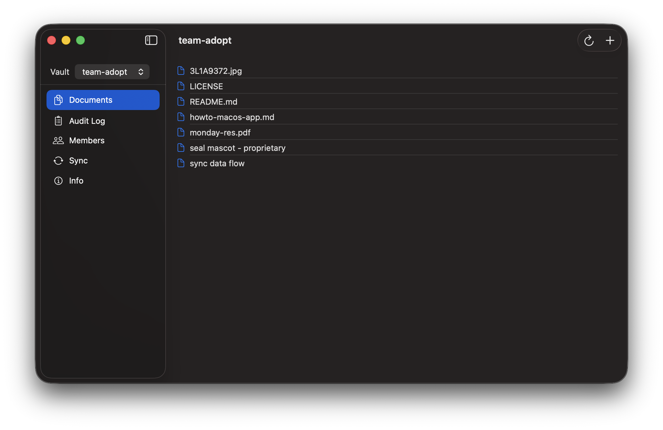 Data Seal macOS app — document list
